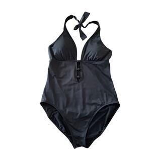 Lauren Ralph Lauren Womens Black One-Piece Swim Suit Size L